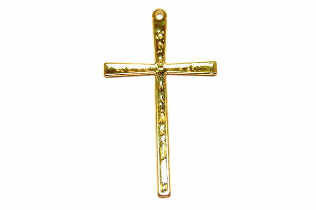 Pandantiv metalic, cruciulita, auriu, 61.5x36.5 mm