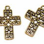 Pandantiv metalic, cruciulita, auriu antichizat, 22x16 mm