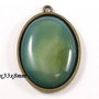 6477 - Pandantiv, aliaj bronz, agata verde, oval