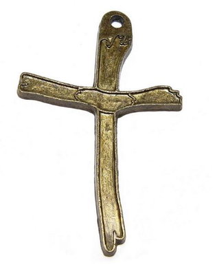Pandantiv metalic, cruciulita, bronz, 35x24 mm