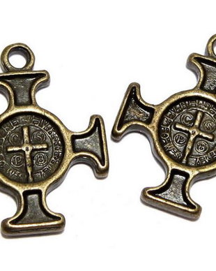 Pandantiv metalic, cruciulita, bronz, 22x18 mm