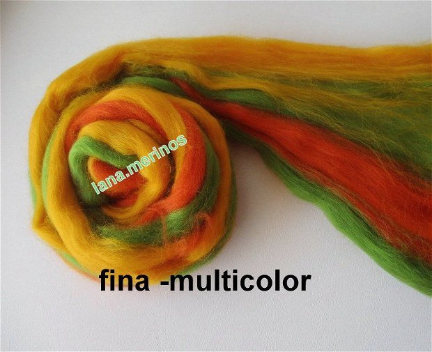lana merinos-galben,verde,portocaliu-50g