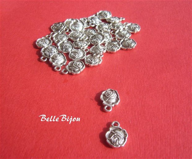 Trandafiras argintiu antichizat aprox 3x10x14 mm (cu anoul)