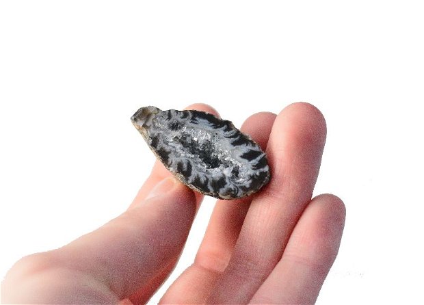 Mini geoda coco ocho agata  & quartz druzy - Pestera de cristale