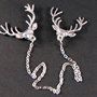 6491 - (SET) Accesoriu / brosa, aliaj metalic argintiu, cap de cerb / ren
