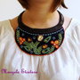 Colier etnic cu broderie traditional romaneasca UNICAT