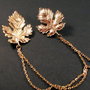 6093 - (SET) Accesoriu / brosa, aliaj metalic auriu, frunze