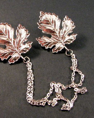 6092 - (SET) Accesoriu / brosa, aliaj metalic argintiu, frunze