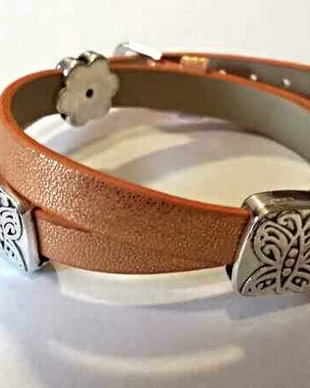 Bratara imitatie piele si slider charm