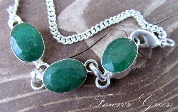 Bratara argintata&jad verde GREEN