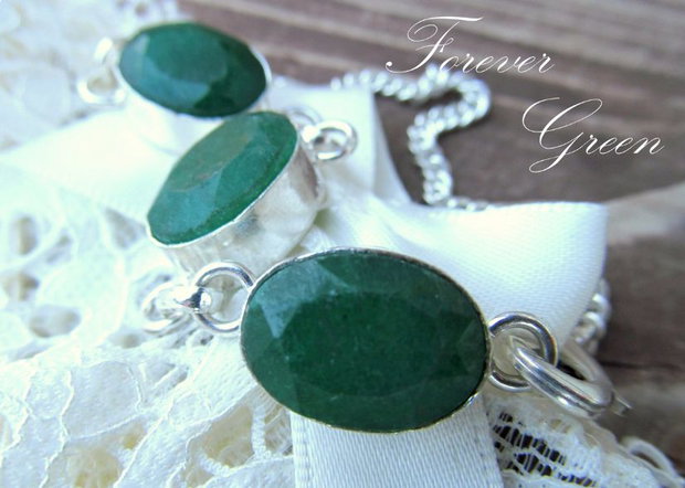 Bratara argintata&jad verde GREEN