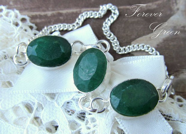 Bratara argintata&jad verde GREEN