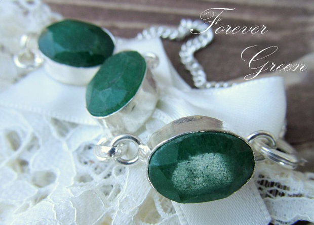 Bratara argintata&jad verde GREEN