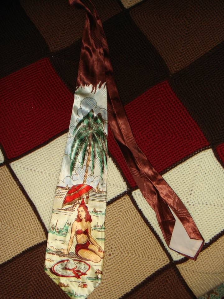 Cravata vintage din matase naturala pictata manual