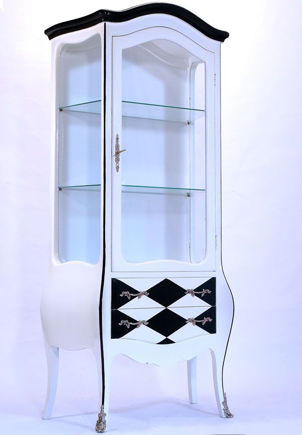 VITRINA DEOSEBITA DIN LEMN ALB CU NEGRU | Fashion Hunt