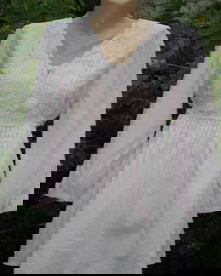 Bluza lila  cu platca din dantela de bumbac