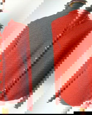 Caridgan lana caramiziu crosetat manual