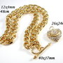6086 - SET Colier lant cu inchizatoare, pandantiv inima, aliaj auriu, rhinestone
