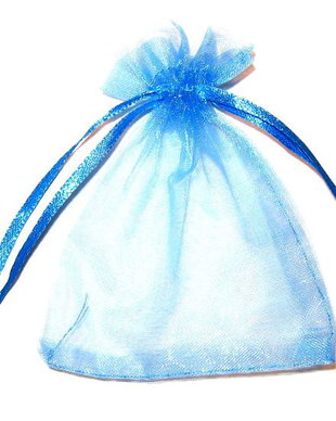 Saculet din organza, 7x9 cm, albastru