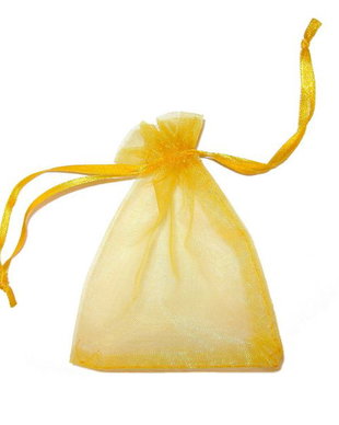Saculet din organza, 7.5x10 cm, galben