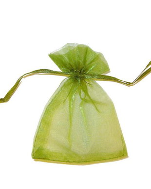 Saculet din organza, 7.5x10 cm, verde olive