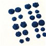 Set 11 perechi, 22 buc cabochoane fimo realizate manual  - mix flori - albastru inchis - effect glitter -