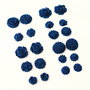 Set 11 perechi, 22 buc cabochoane fimo realizate manual  - mix flori - albastru inchis - effect glitter -