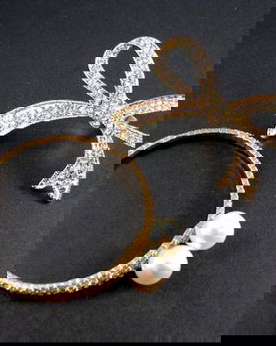 6059 - SET Baza bratara, inel reglabil funda, auriu, rhinestones, perle acrilice