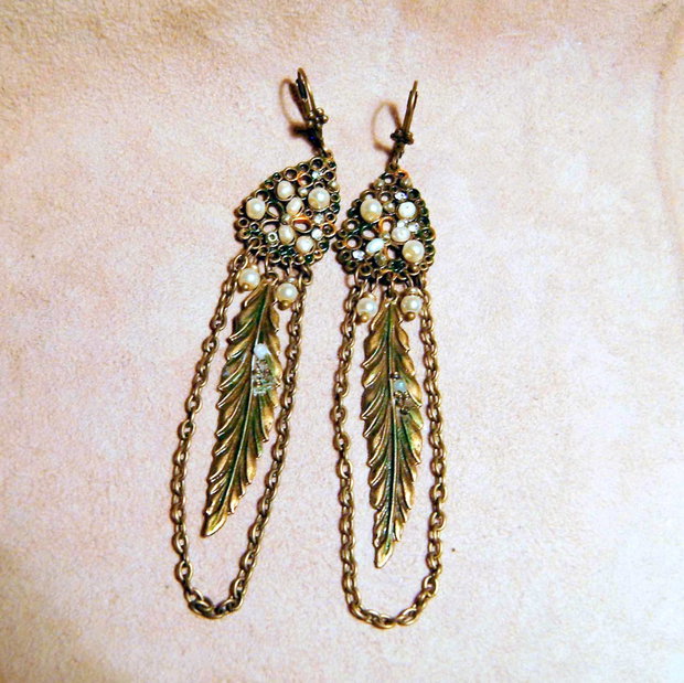 Cercei Bronz antic pictat