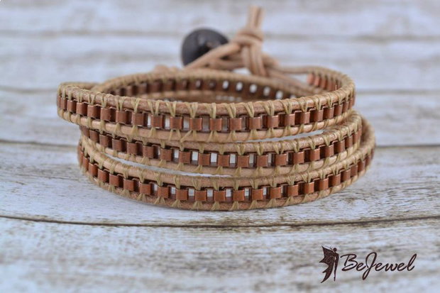 Bratara wrap snur de piele si lant ''Casual''