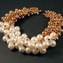 6527.1 - Accesoriu, baza colier, charms aurii, perle acrilice alb sidefat