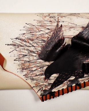 poseta plic handmade unicat din piele - The Black Eagle