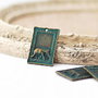 Pandant  rectangular cu elefant oriental si patina verdigris - baza cabochon