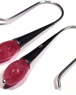 Cercei din Argint masiv placat cu rodiu si Jad fuchsia - CE158.1