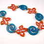 6532 - (27cm) Lantisor decorativ, spirala, floare, aliaj metalic, decorat manual