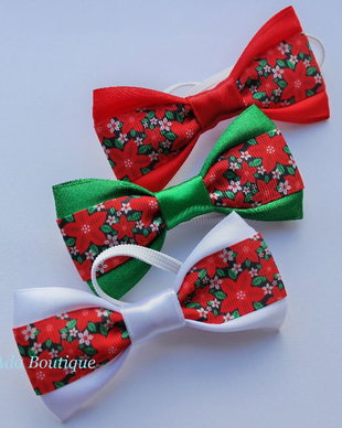 Mini papion floarea Craciunului fond rosu