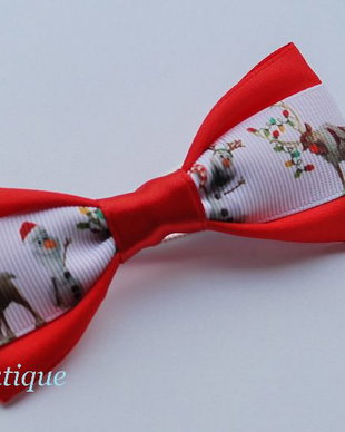 Mini papion pentru Craciun Olaf&Sven rosu