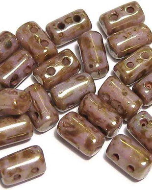 Margele rulla, 3x5 mm, Luster - Transparent Gold/White