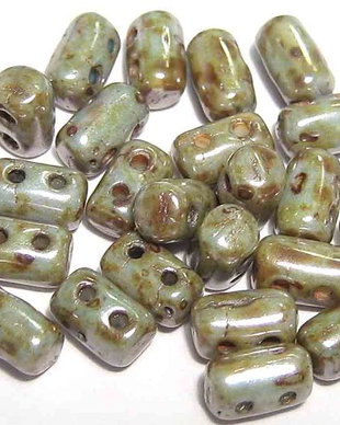 Margele rulla, 3x5 mm, Luster Green/Opaque White