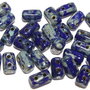 Margele rulla, 3x5 mm, Opaque Blue - Picasso Silver