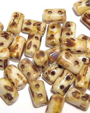 Margele rulla, 3x5 mm, Opaque White - Picasso