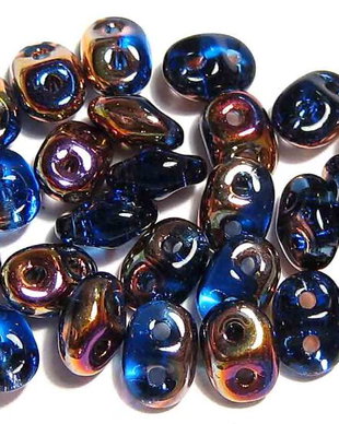 Margele din sticla, Superduo, Sapphire Semi Bronze Luster