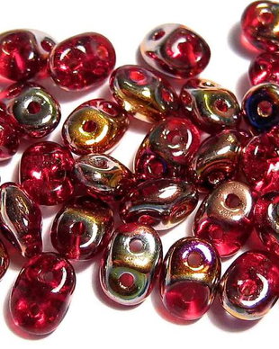 Margele din sticla, Superduo, Ruby Semi Bronze Luster