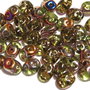 Margele din sticla, Superduo, Olivine Semi Bronze Luster