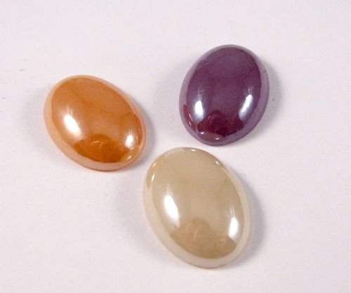 6536 - (3buc) Cabochon, sticla, multicolor, oval, perlat