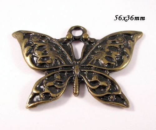 6537 - (1 buc) Pandantiv, aliaj metalic bronz, fluture