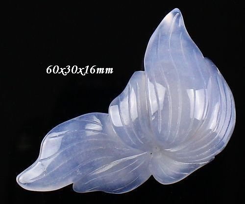 5581 - Pandantiv, agata bleu, floare sculptata