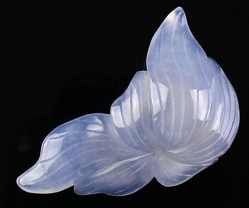 5581 - Pandantiv, agata bleu, floare sculptata