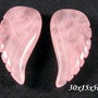 6542 - (2 buc) Pandantive / charms, cuart roz, aripi inger, 30x15x5mm