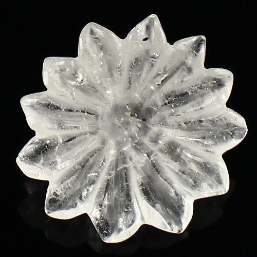 5570 - Pandantiv, cristal de stanca, efect frosted, floare sculptata